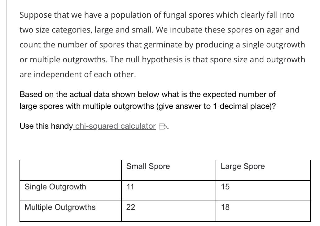 Solved Suppose that we have a population of fungal spores | Chegg.com