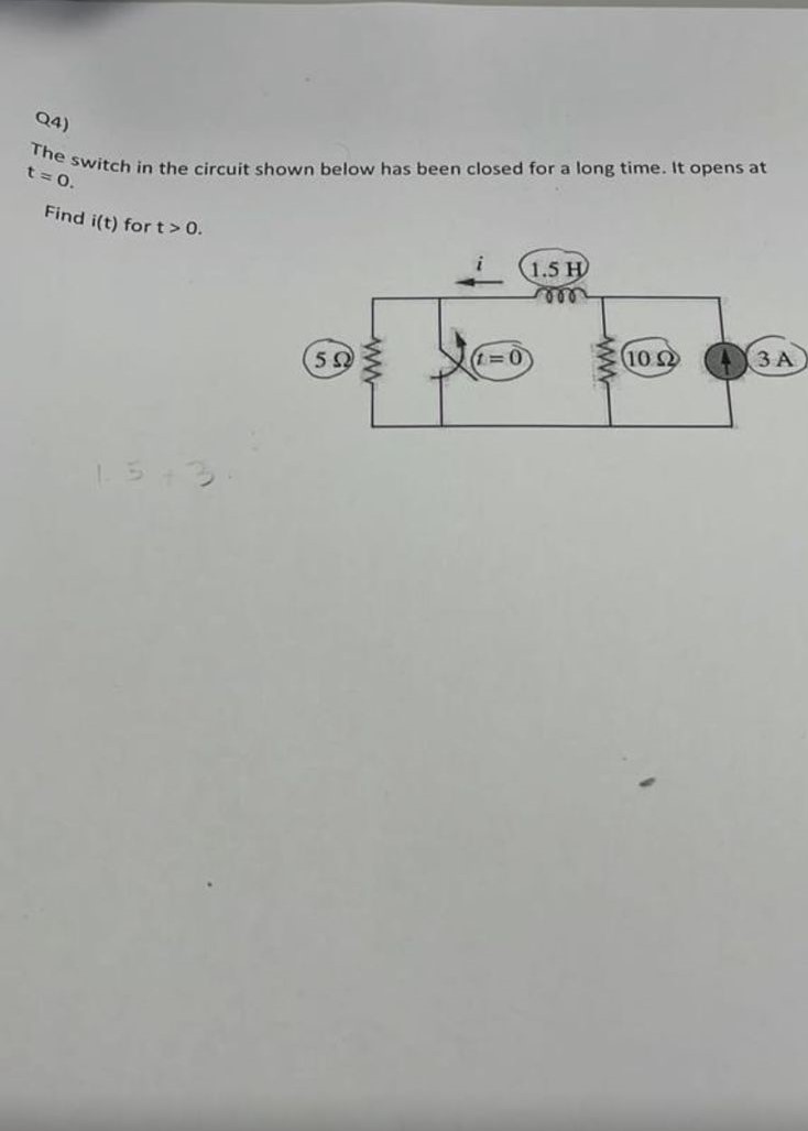 Solved Q4)The switch in the circuit shown below has been | Chegg.com