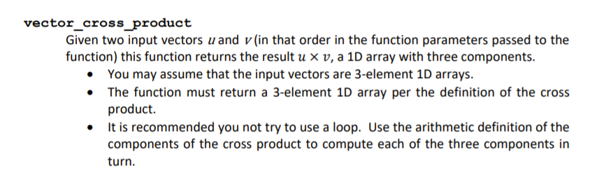 Solved vector_cross_product Given two input vectors u and | Chegg.com