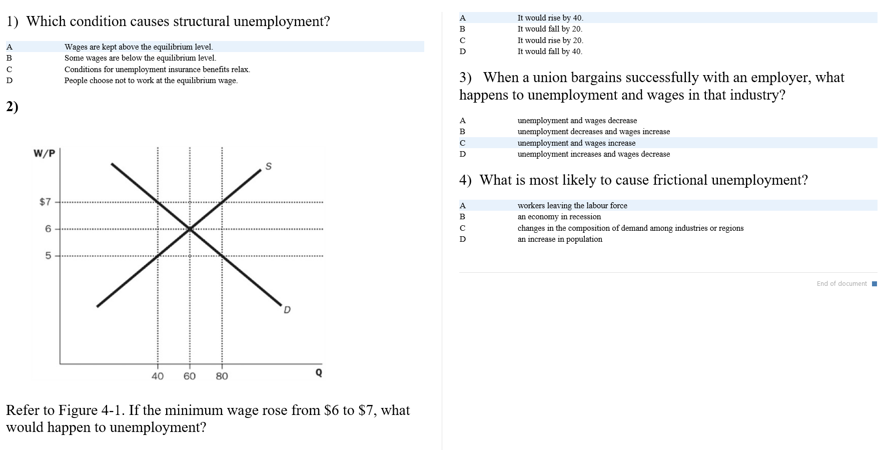 Solved A 1) Which condition causes structural unemployment?