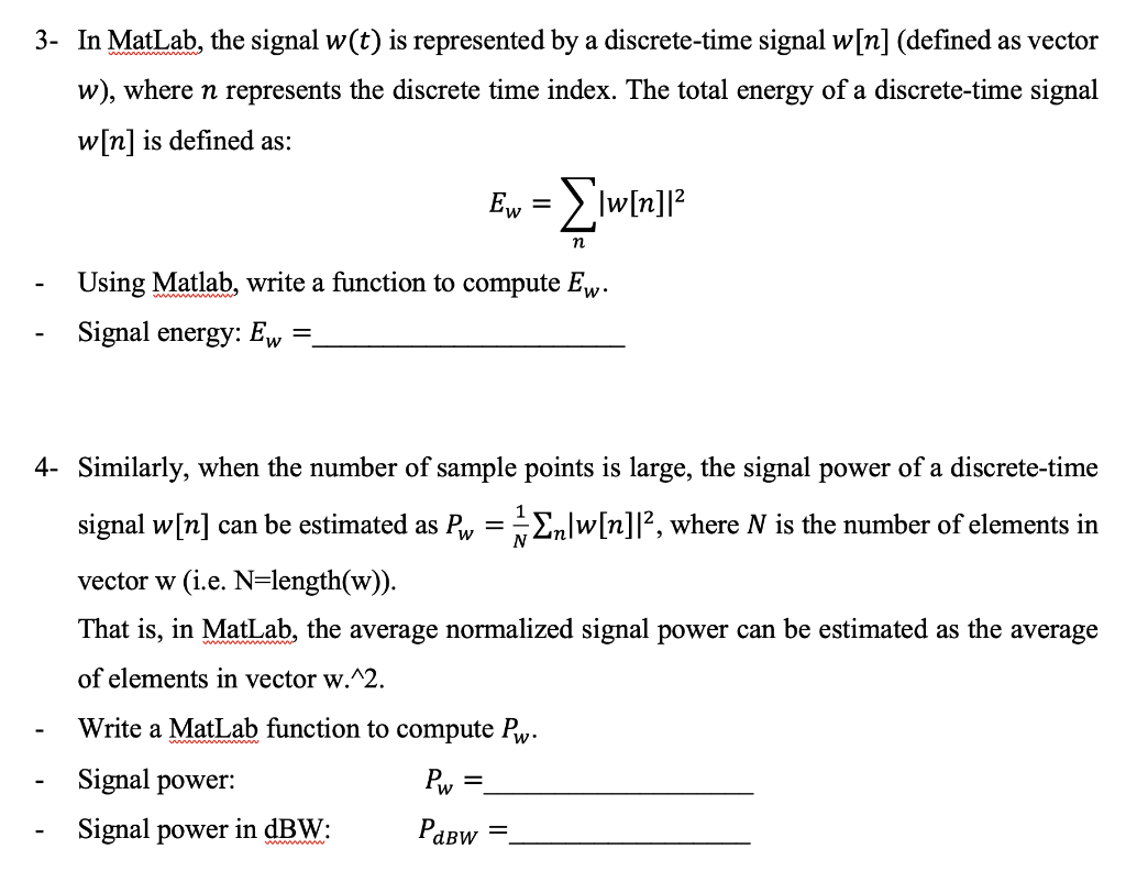 Solved II. Signal Characteristics: Energy And Power A Signal | Chegg.com