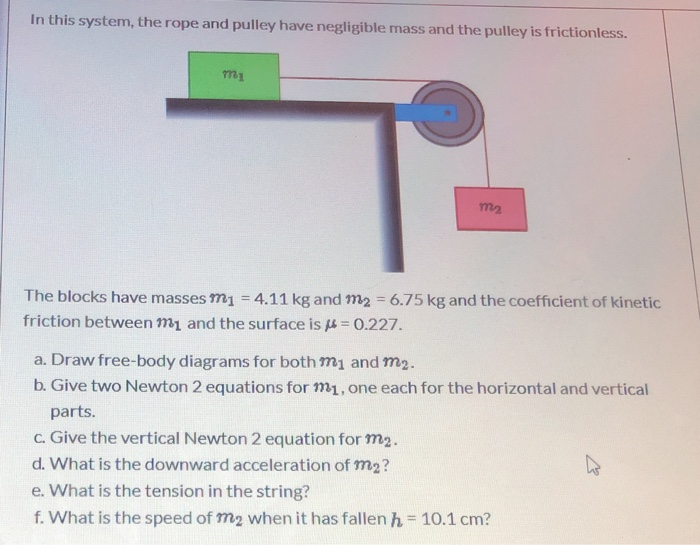 Solved In this system, the rope and pulley have negligible | Chegg.com