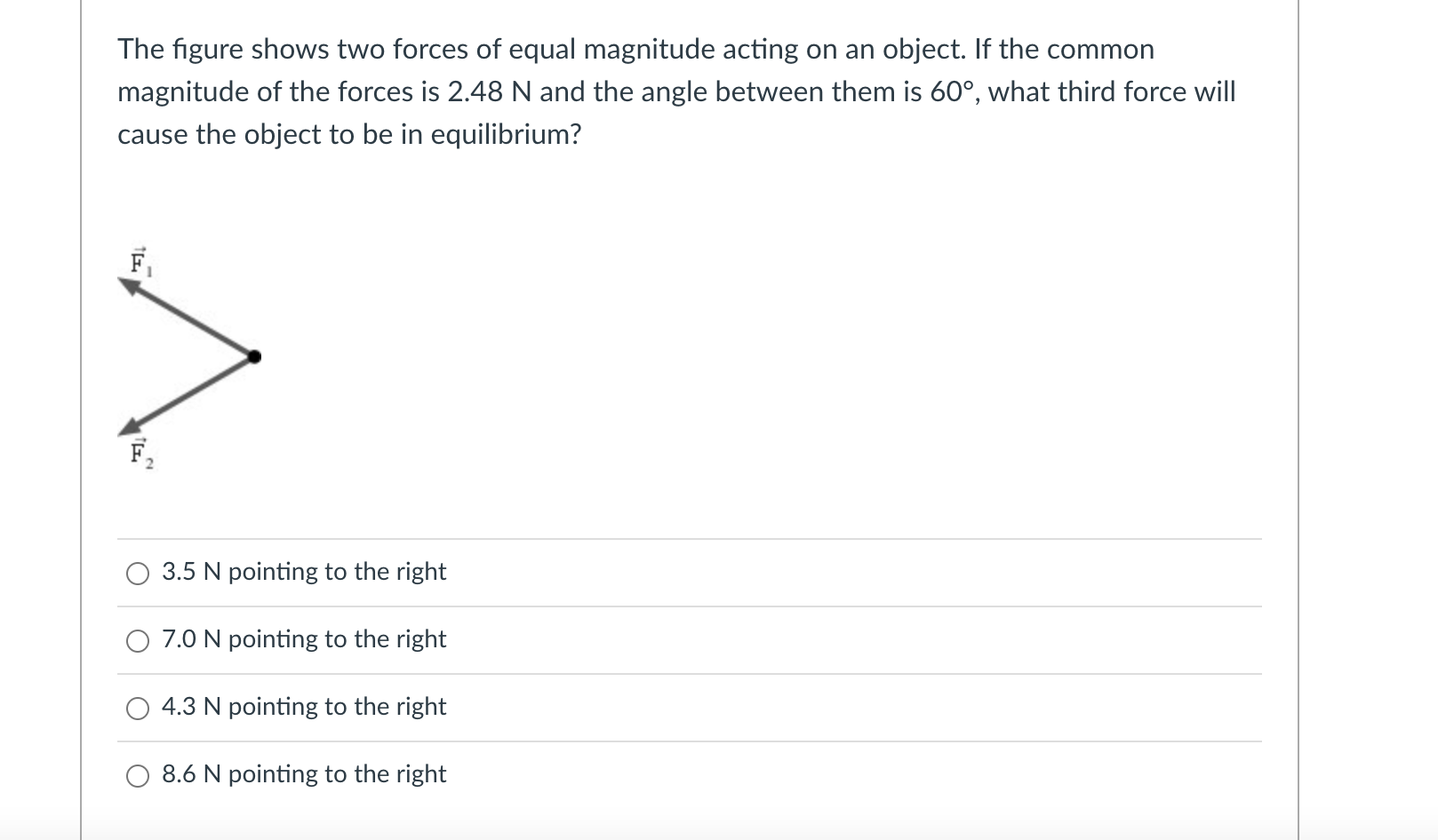 Solved The figure shows two forces of equal magnitude acting | Chegg.com