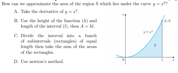 Solved How can we approximate the area of the region S which | Chegg.com