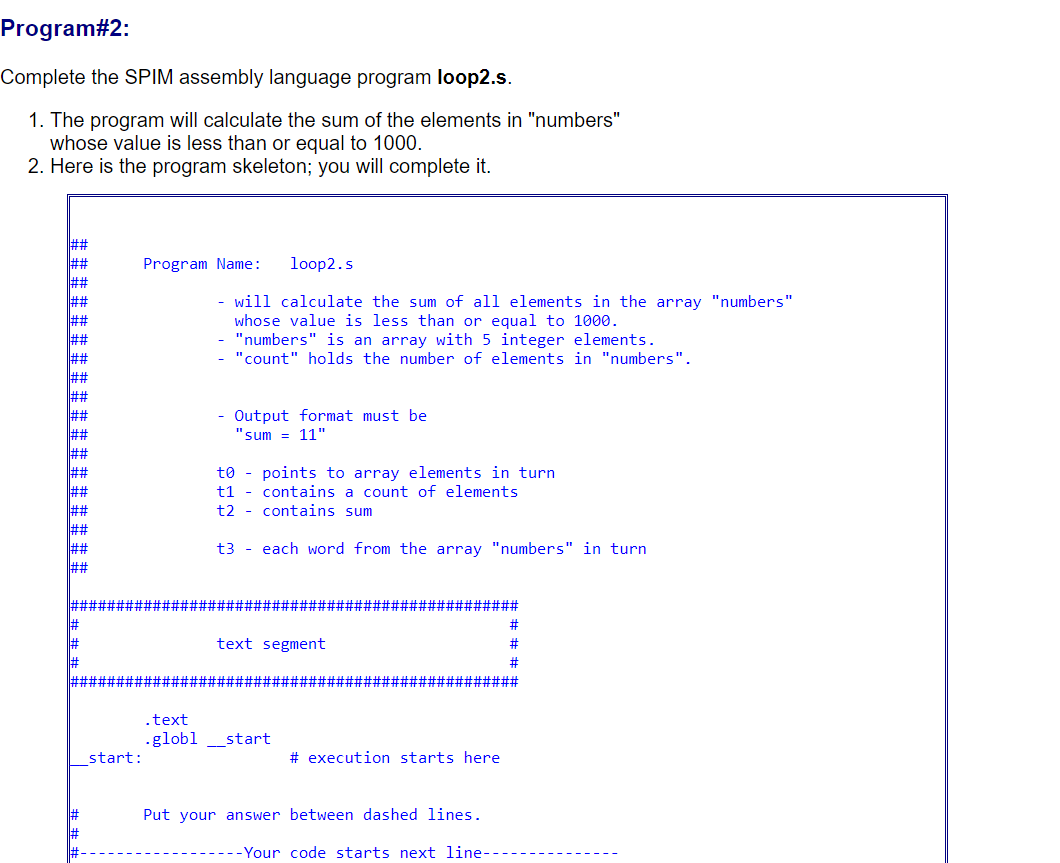 Solved ## ## Program Name: loop2.s ## ## | Chegg.com