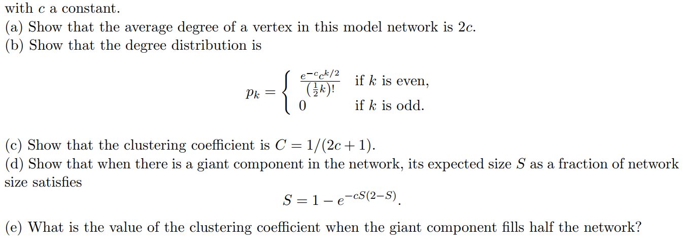 8. We can make a simple random graph model of a | Chegg.com