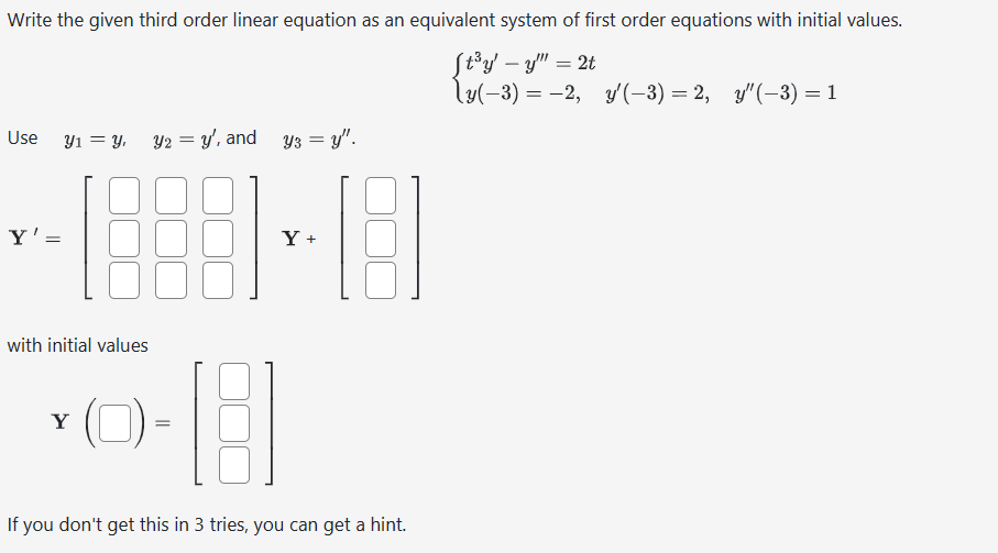 Solved Write the given third order linear equation as an | Chegg.com