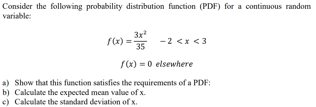 Solved Consider the following probability distribution | Chegg.com