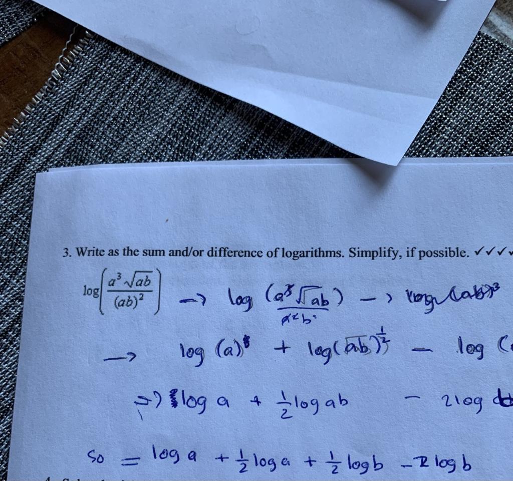 Solved 3 Write As The Sum Andor Difference Of Logarithms 4560