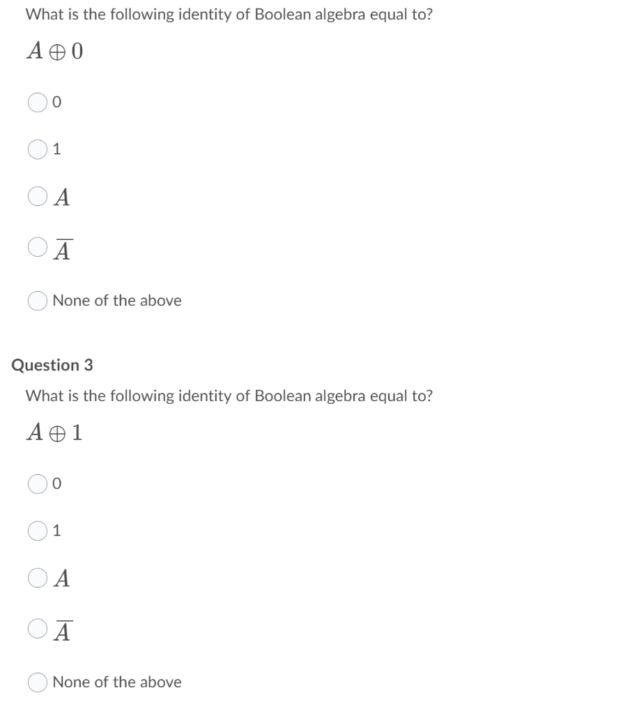 Solved 1 What Is The Following Identity Of Boolean Algeb Chegg Com