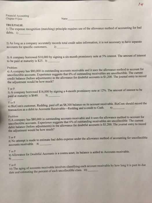 7+ Accounting Chapter 3 Test True Or False JoseKellylee