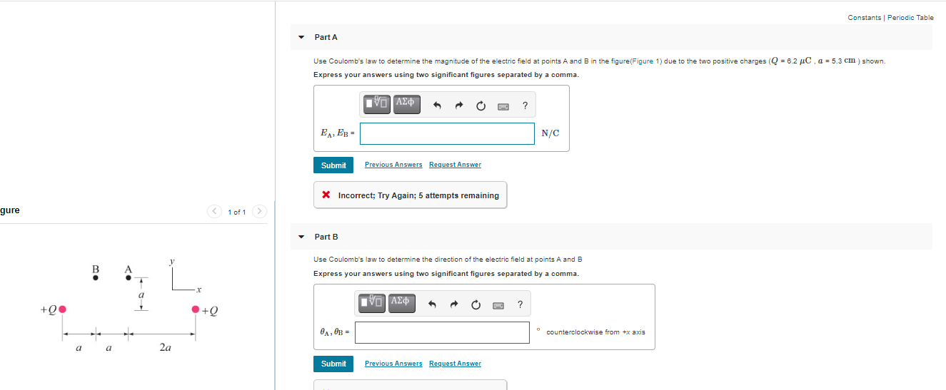 Solved Constants Periodic Table Part A Use Coulomb's Law To | Chegg.com