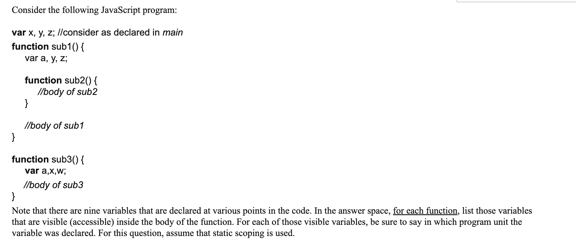 Solved Consider The Following JavaScript Program: Var X,y,z; | Chegg.com