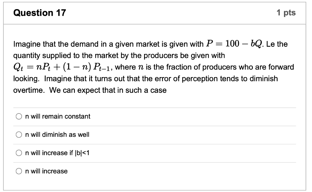 Solved Imagine that the demand in a given market is given | Chegg.com