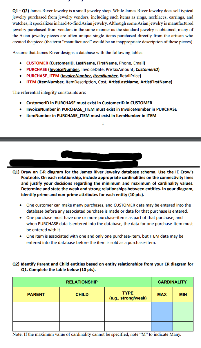 Solved Q1 Q2) James River Jewelry is a small jewelry shop.