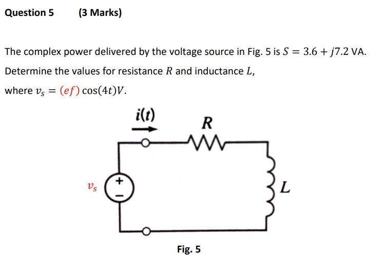 Solved Question 5 (3 Marks) The complex power delivered by | Chegg.com