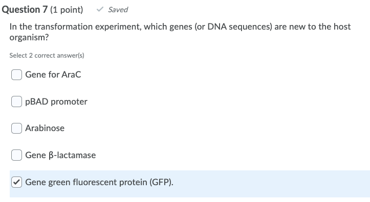 Solved Question 4 (1 point) Saved In the experiment where | Chegg.com