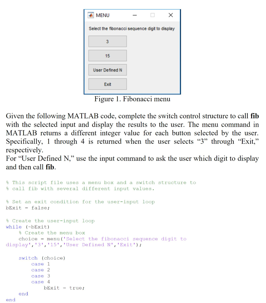 Solved function F N - fib (n) %The fib function uses a while | Chegg.com