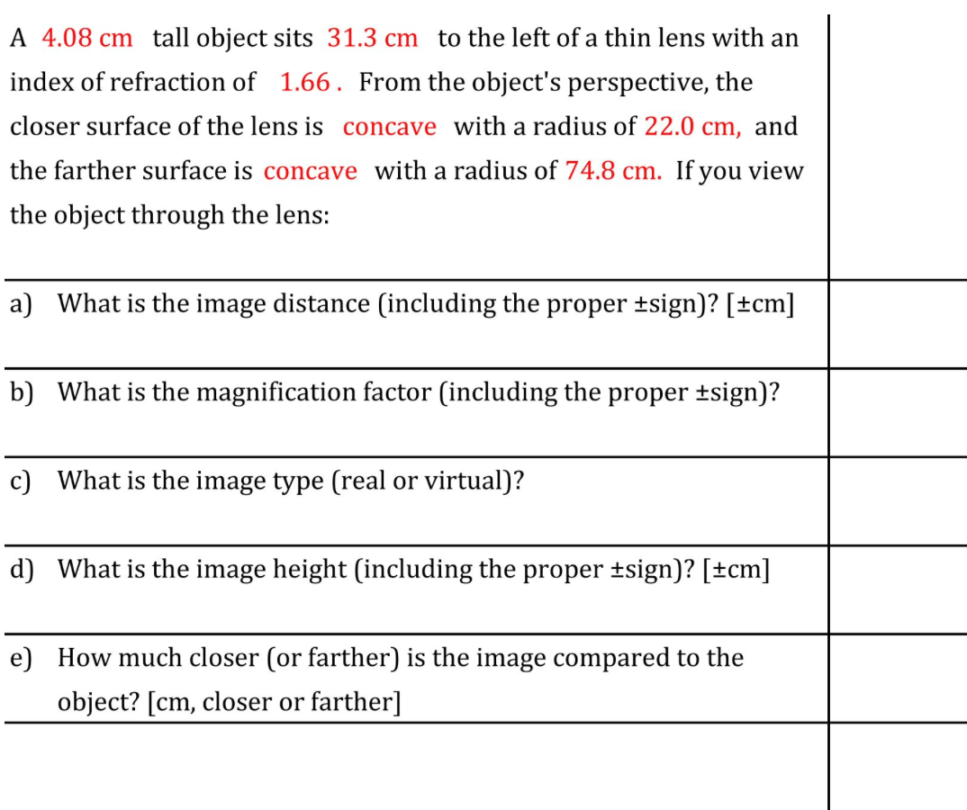 Solved A 4.08 cm tall object sits 31.3 cm to the left of a | Chegg.com