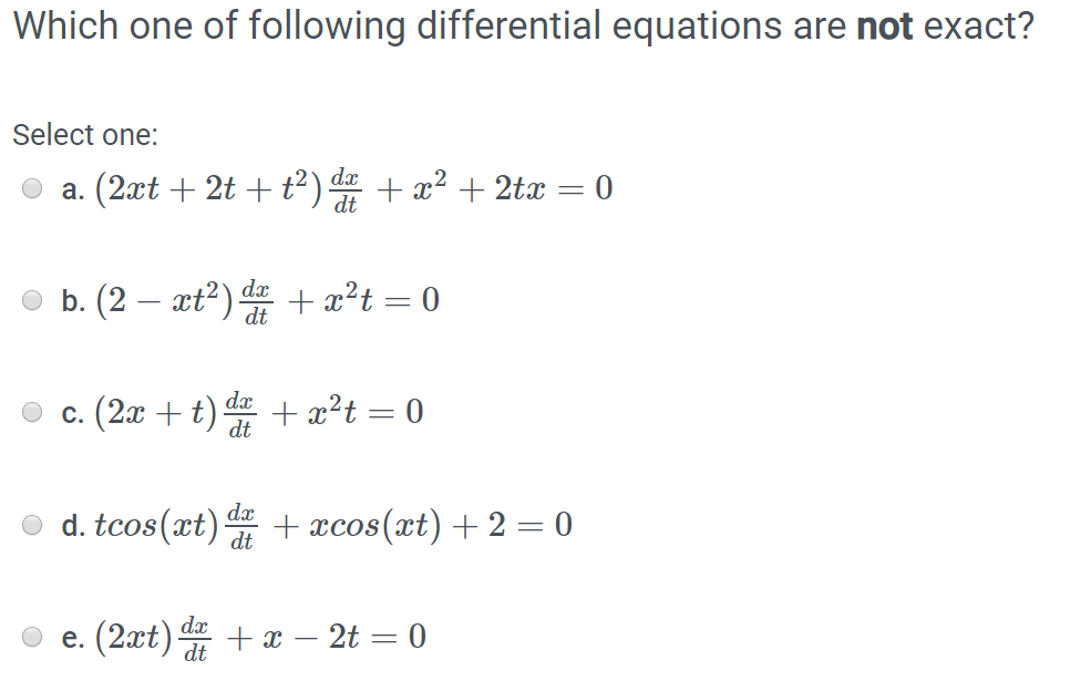 Solved Which One Of Following Differential Equations Are Chegg Com