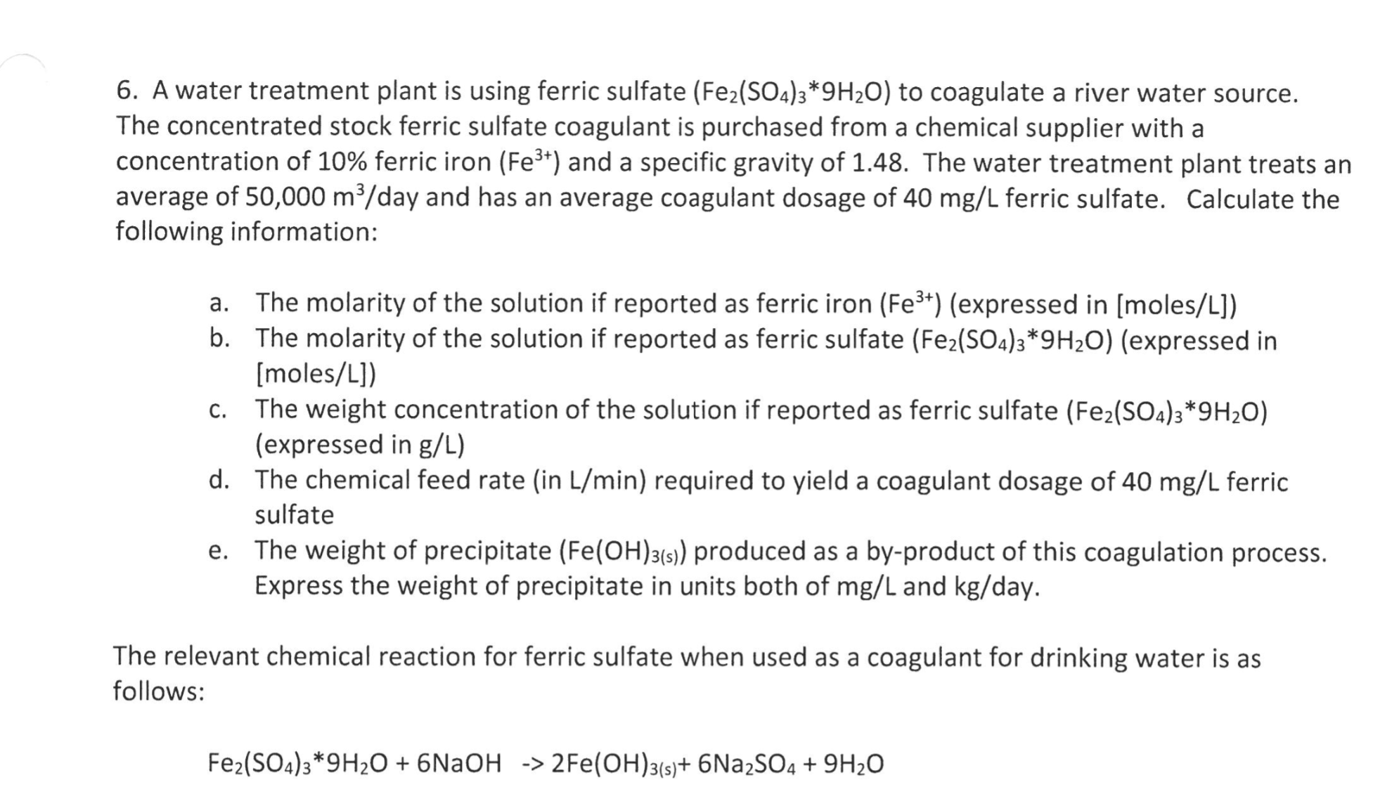 solved-6-a-water-treatment-plant-is-using-ferric-sulfate-chegg