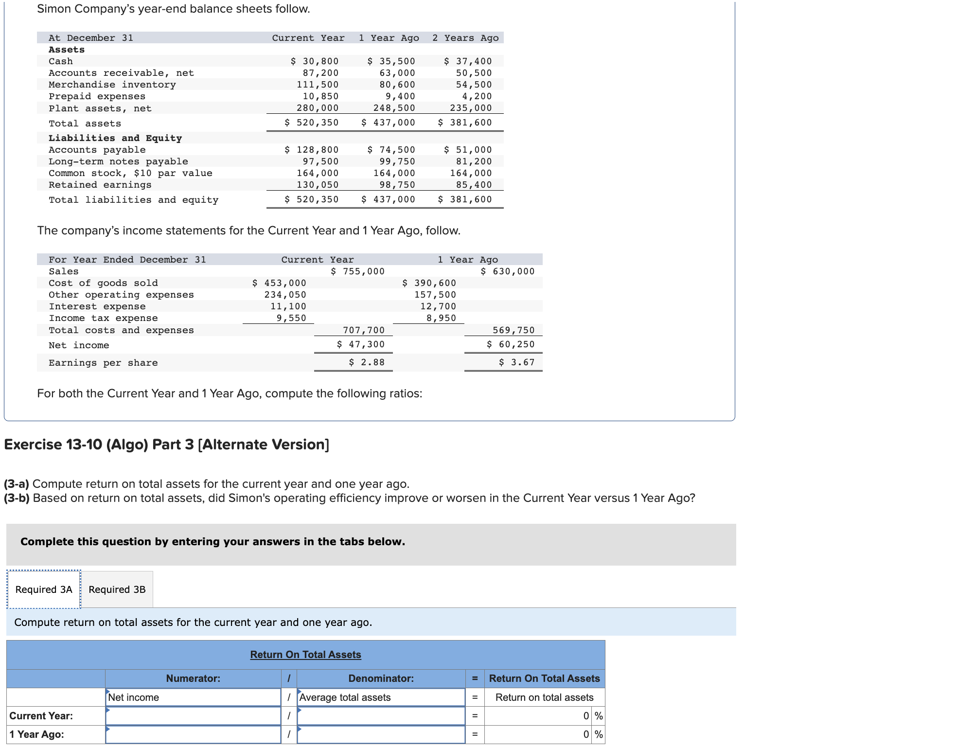 Solved Simon Company's year-end balance sheets follow. The | Chegg.com