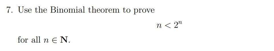 Solved Use the Binomial theorem to prove n