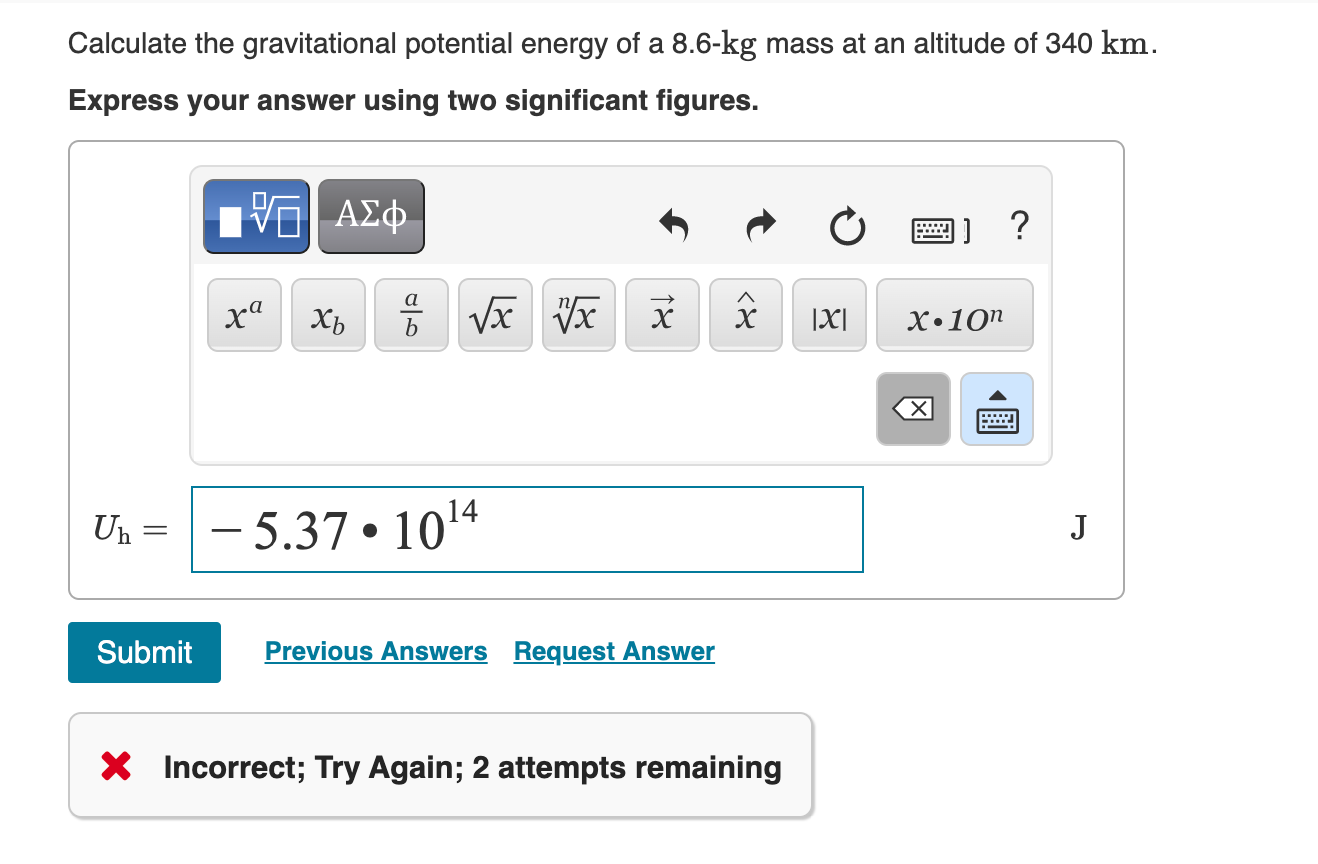 Solved Calculate The Gravitational Potential Energy Of A | Chegg.com