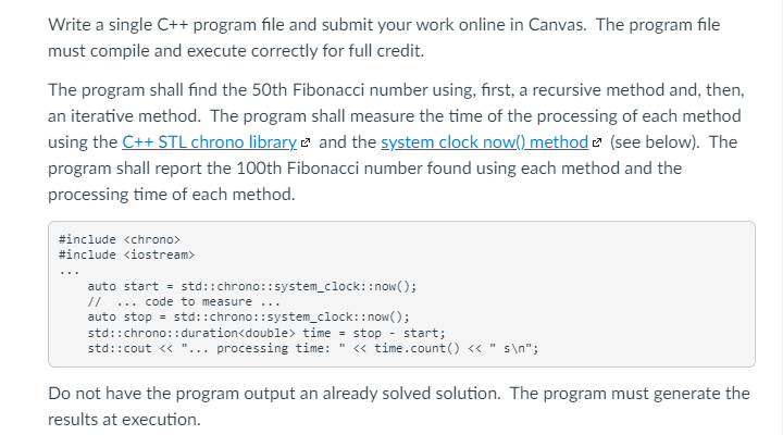 Solved Write a single C++ program file and submit your work | Chegg.com