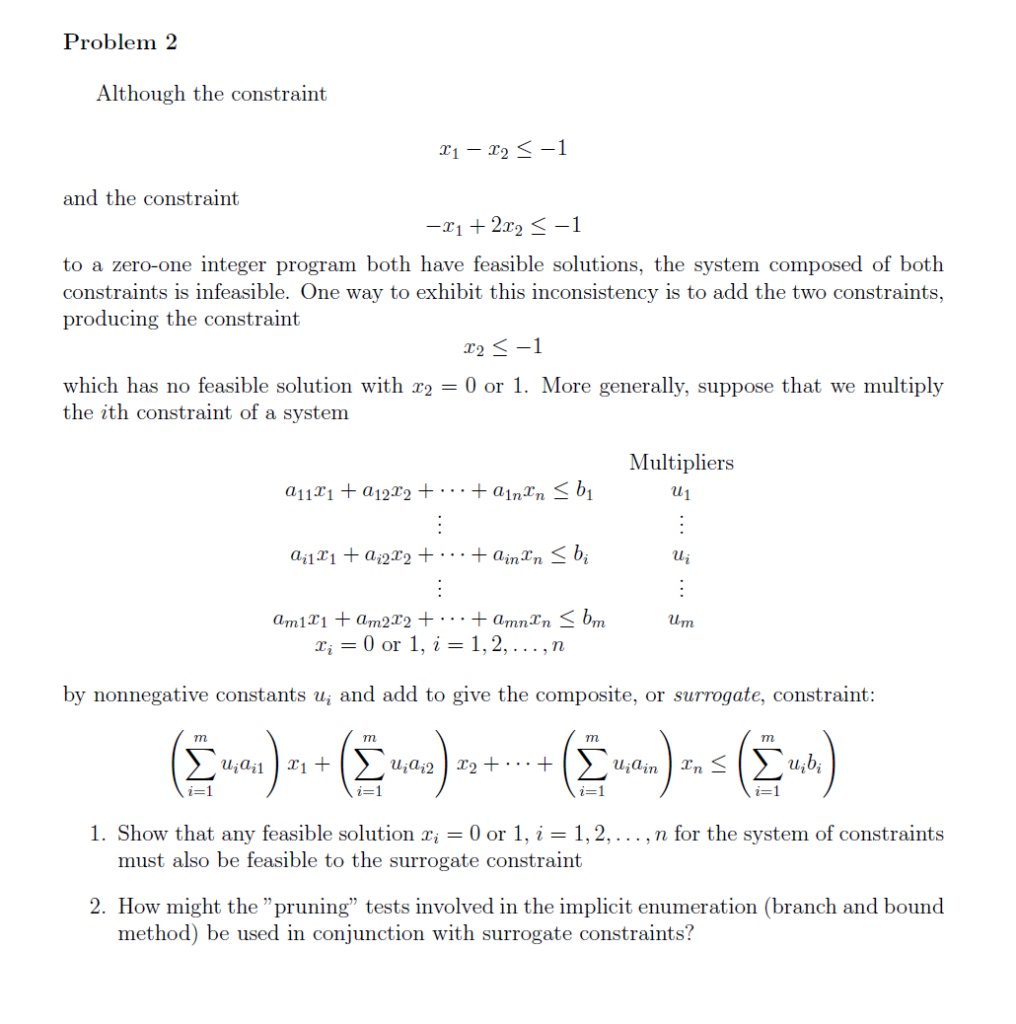Problem 2 Although the constraint 21 - 22