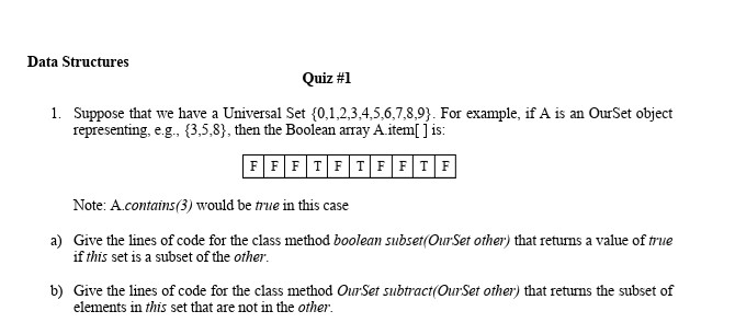 Solved Data Structures Quiz #1 1. Suppose That We Have A | Chegg.com