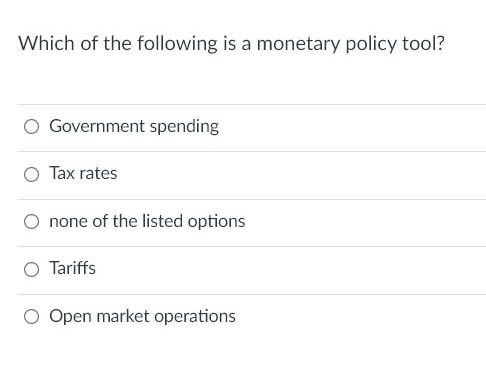 Solved Which of the following is a monetary policy tool? | Chegg.com