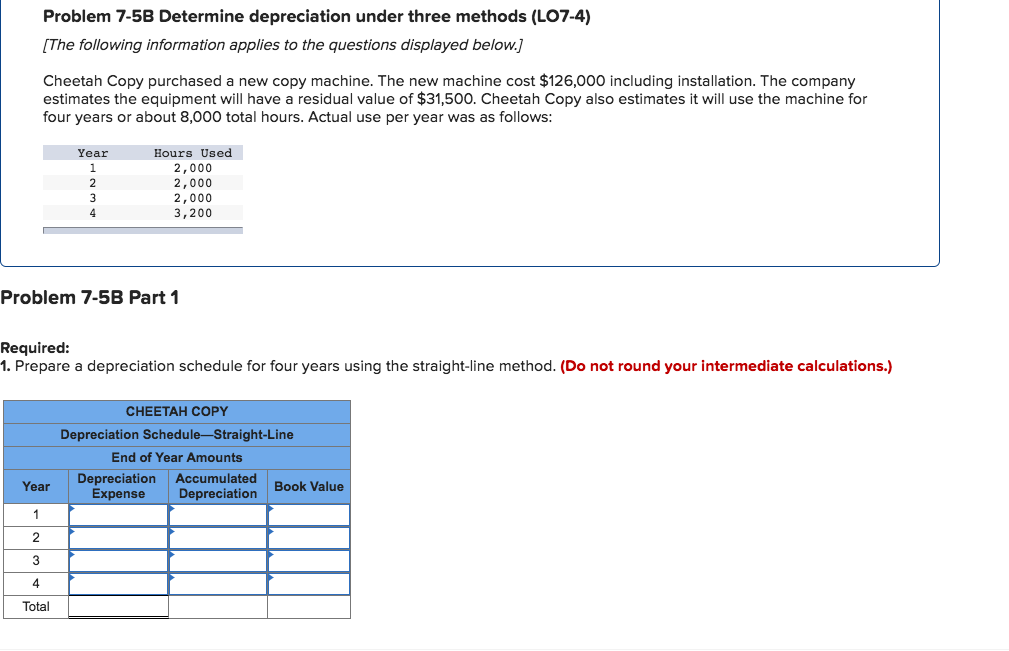 solved depreciation: multiple choice estimates the... Solved Problem 7-5B Determine depreciation under three | Chegg.com