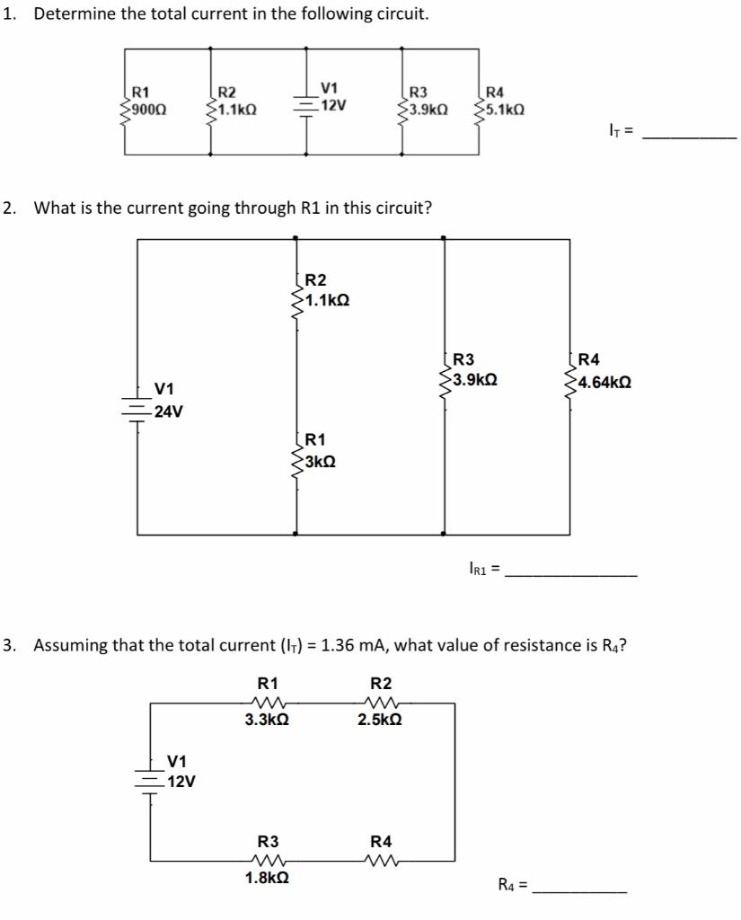 Solved 1. Determine the total current in the following | Chegg.com