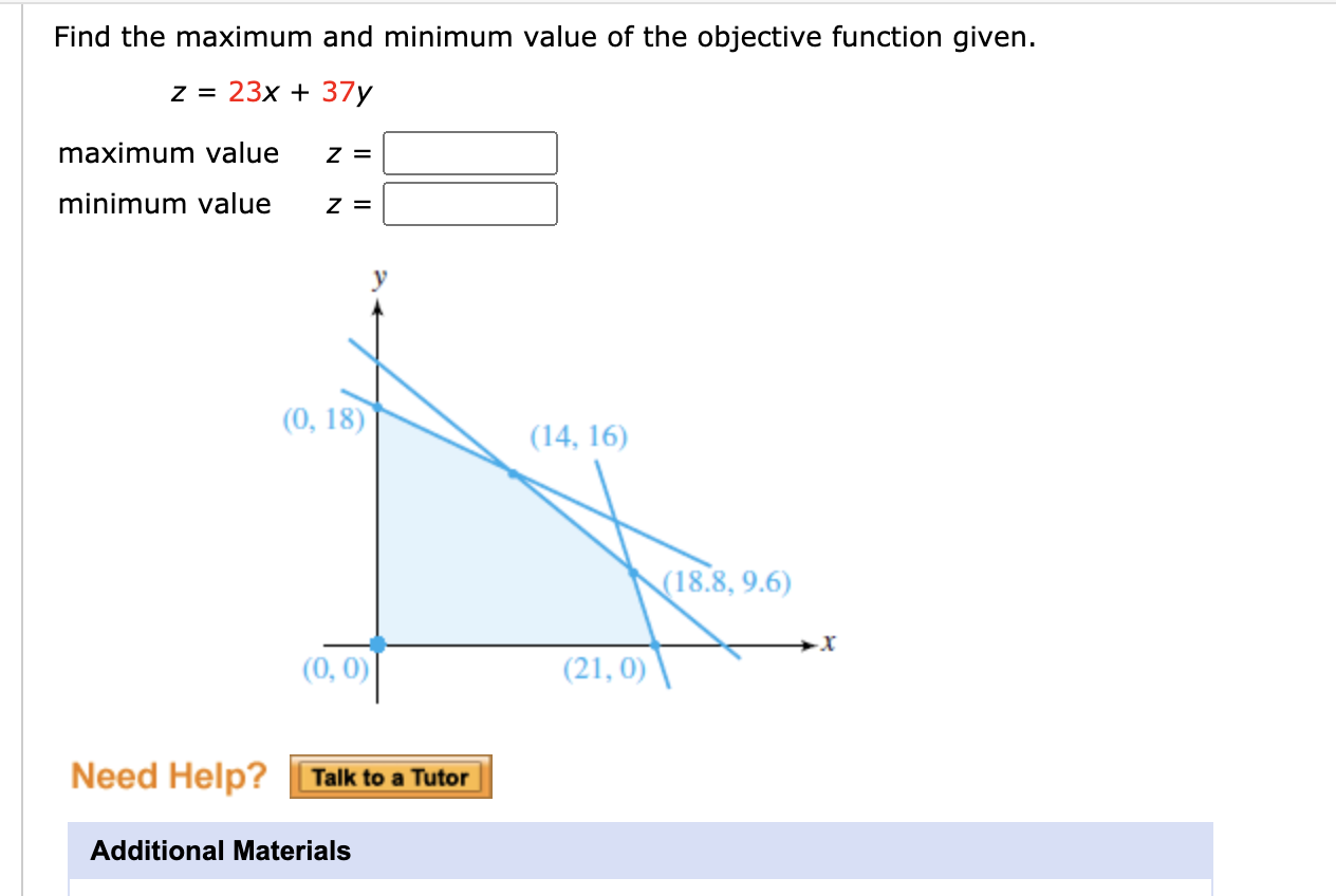 Solved Find the maximum and minimum value of the objective | Chegg.com