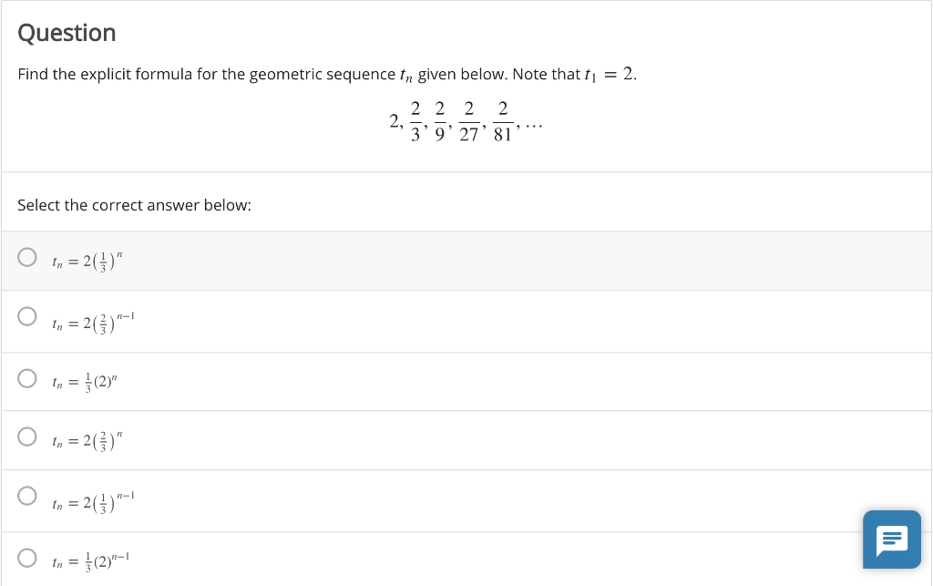 Solved Question Find the explicit formula for the geometric | Chegg.com