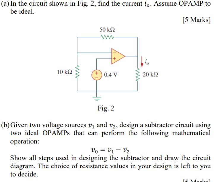 Solved (a) In the circuit shown in Fig. 2, find the current | Chegg.com