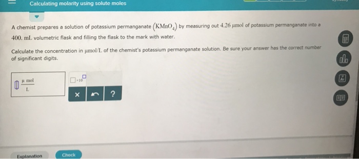 Solved Calculating molarity using solute moles A chemist | Chegg.com