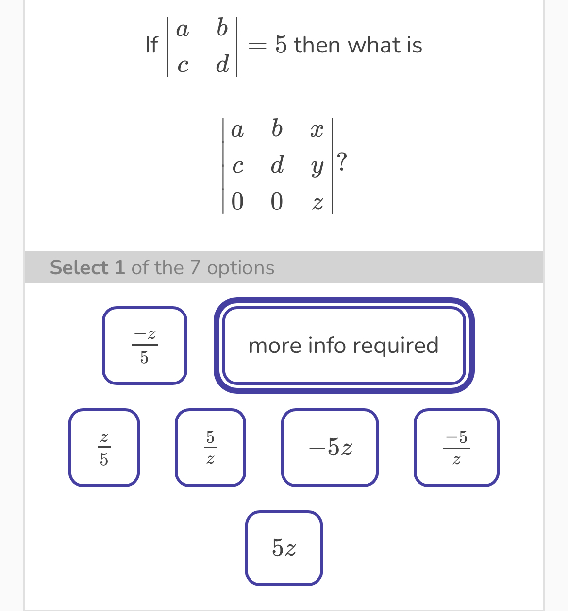 Solved If |[a,b],[c,d]|=5 ﻿then What | Chegg.com