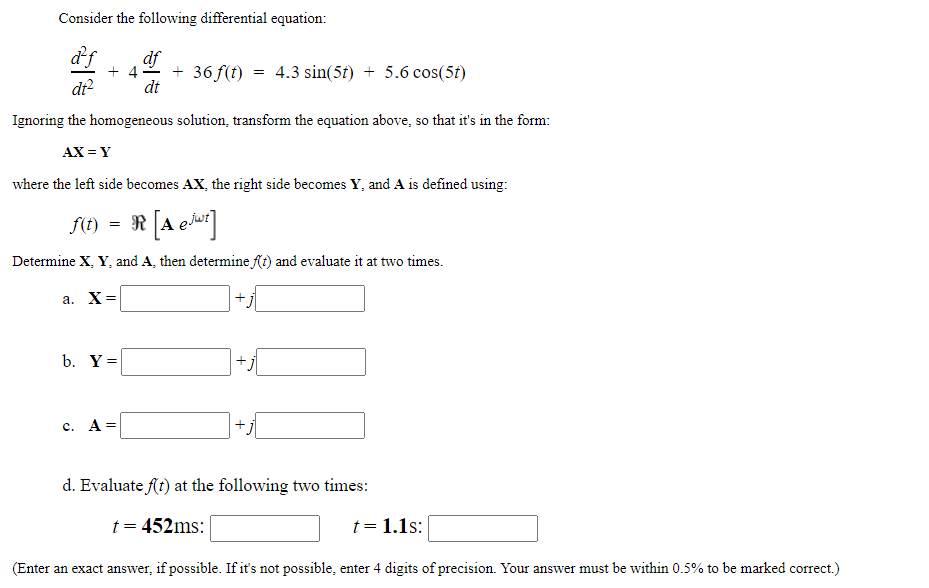 Solved Consider the following differential equation: d?f df | Chegg.com