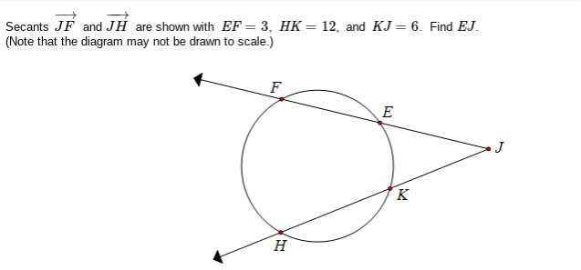 Solved secants JF and JH are shown with EF-3, HK= 12, and | Chegg.com