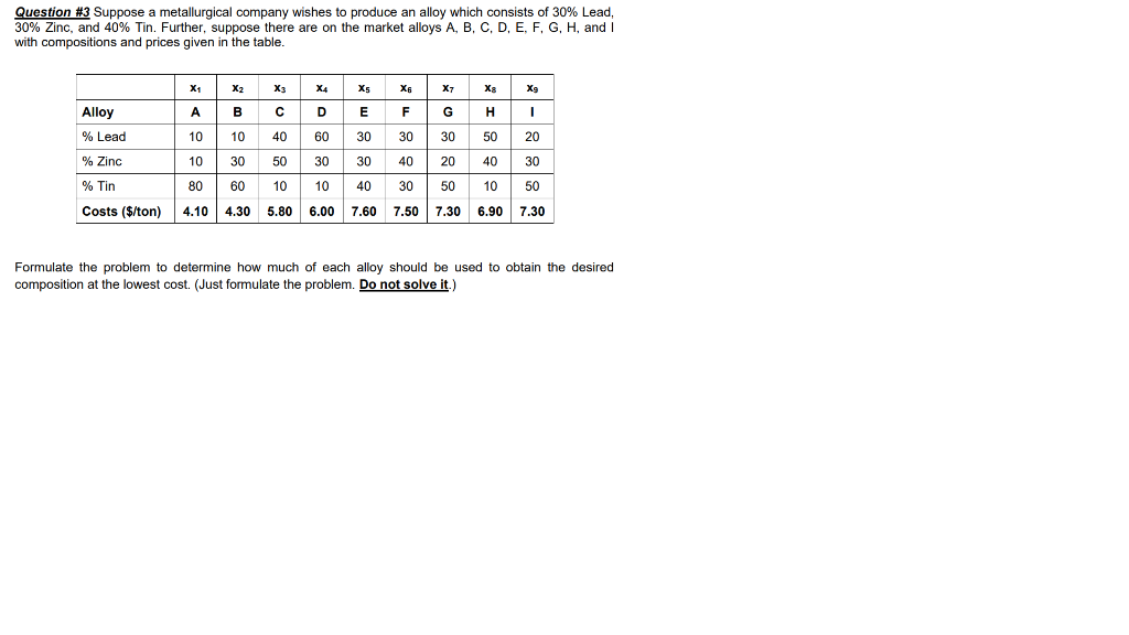 Solved Question #3 Suppose A Metallurgical Company Wishes To | Chegg.com