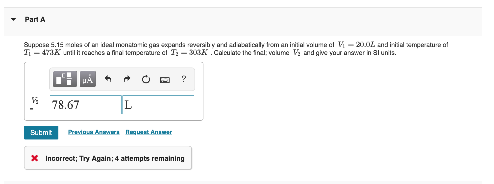 Solved Calculate ΔU for the reversible adiabatic