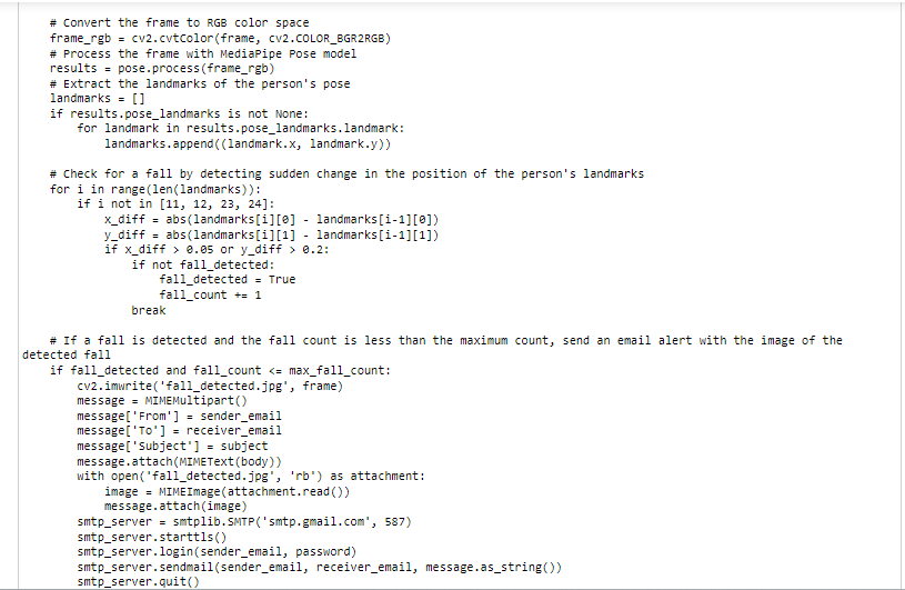 Solved I'm working on fall detection and alert generation | Chegg.com