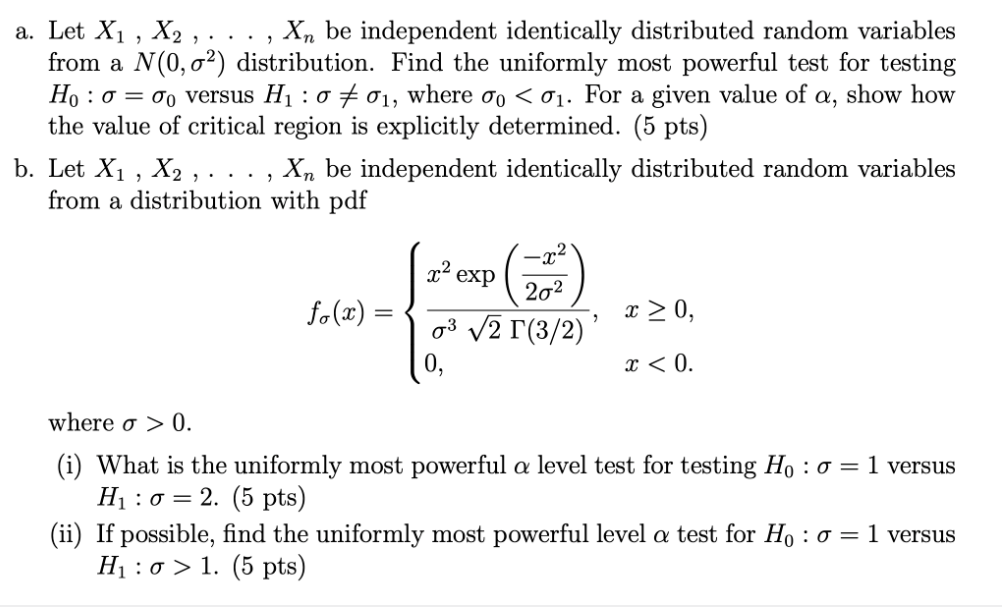 Solved A. Let X1,X2,…,Xn Be Independent Identically | Chegg.com