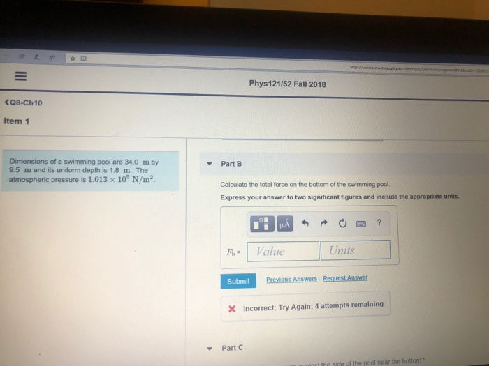 Solved Calculate the total force on the bottom of the