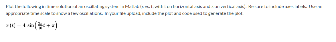Solved Plot the following in time solution of an oscillating | Chegg.com