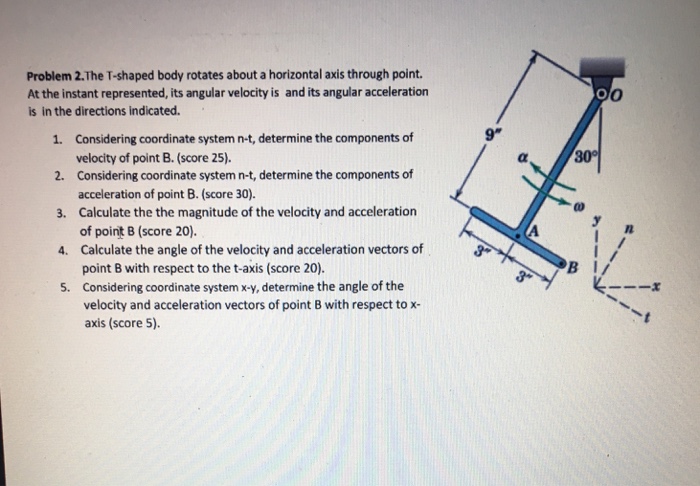 Solved Problem 2.The T-shaped body rotates about a | Chegg.com
