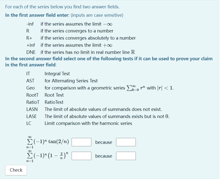 Solved For each of the series below you find two answer | Chegg.com