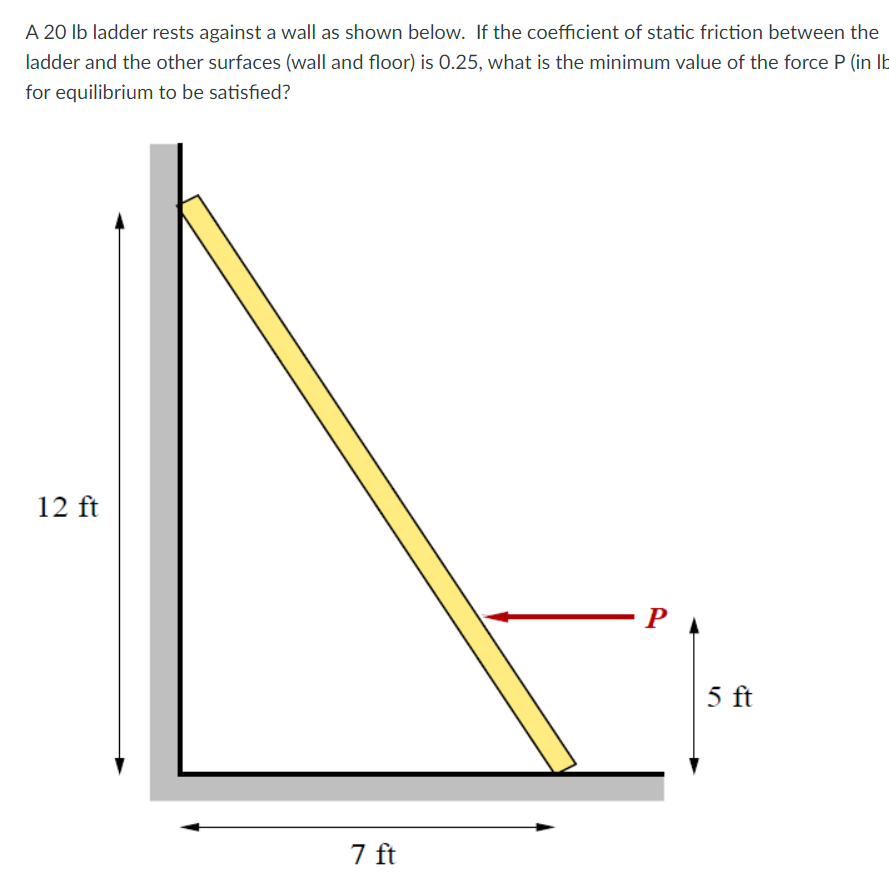 solved-a-20-lb-ladder-rests-against-a-wall-as-shown-below-chegg